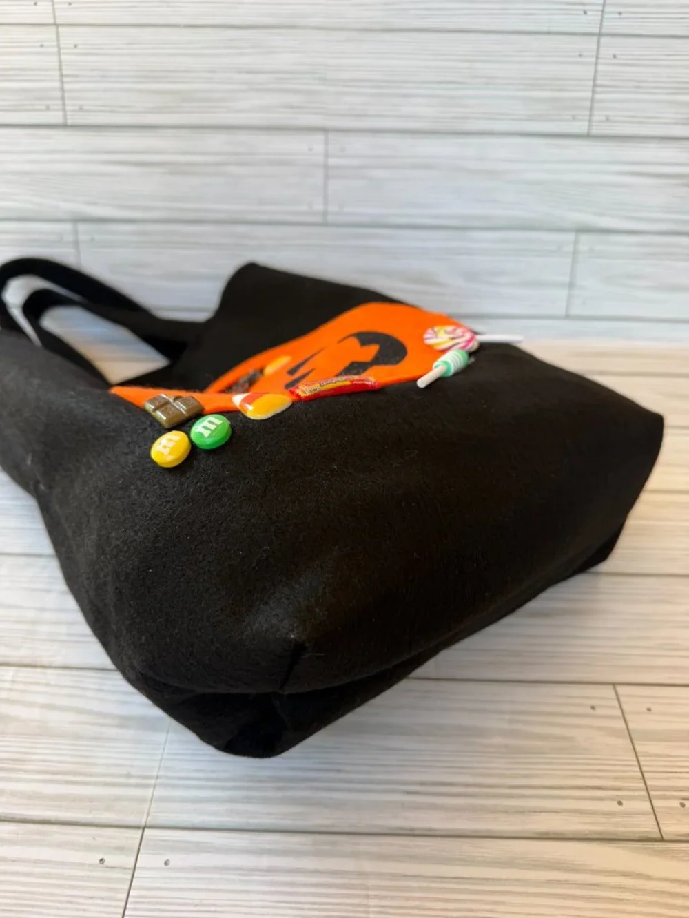 Pumpkin Halloween Treat Bag, Handmade Felt Trick or Treat Bag, Kids Halloween